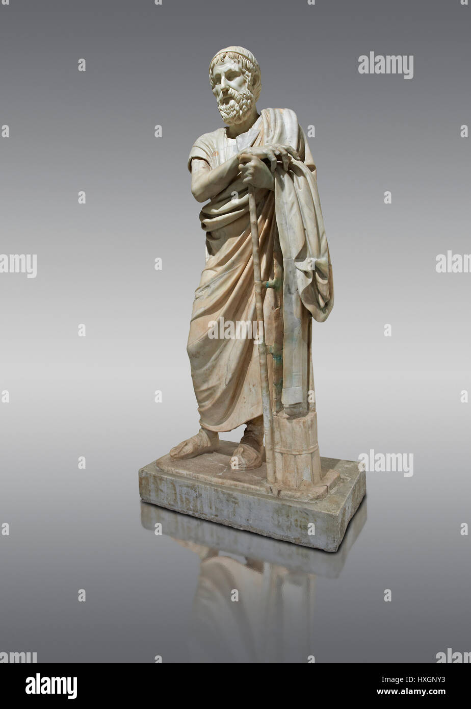 Römischen Marmorskulptur von Homer aus der rechteckige Säulenhalle der Villa der Papyri in Herculaneum, Archäologisches Museum, Italien Stockfoto