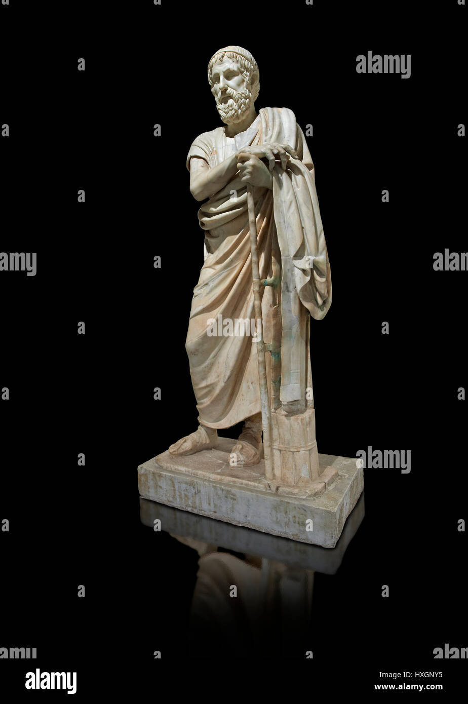 Römischen Marmorskulptur von Homer aus der rechteckige Säulenhalle der Villa der Papyri in Herculaneum, Archäologisches Museum, Italien Stockfoto