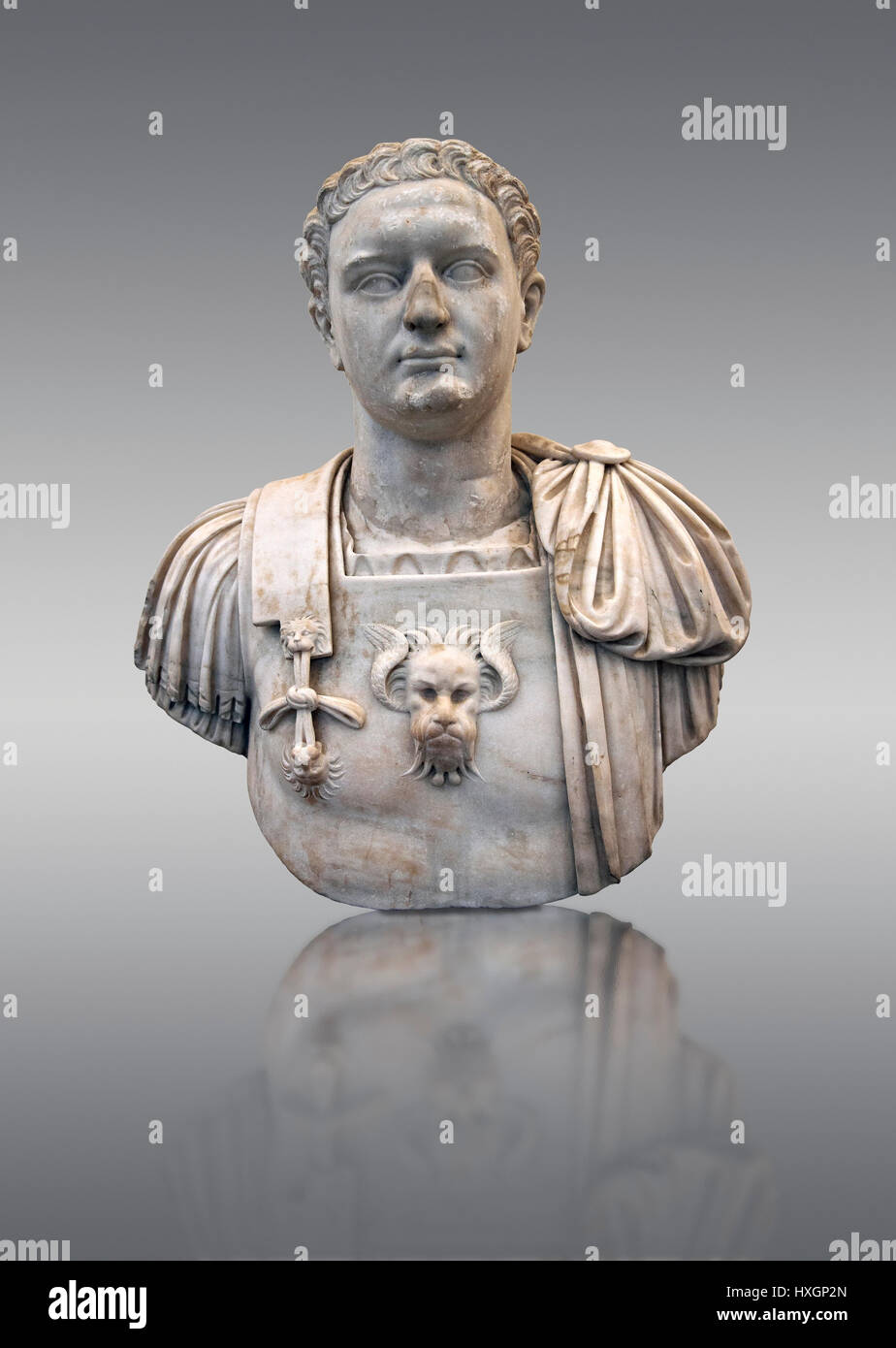 Römischen Marmorskulptur Büste des Kaisers Domitian 81-96 n. Chr. Inv 6061, Archäologisches Museum, Italien Stockfoto