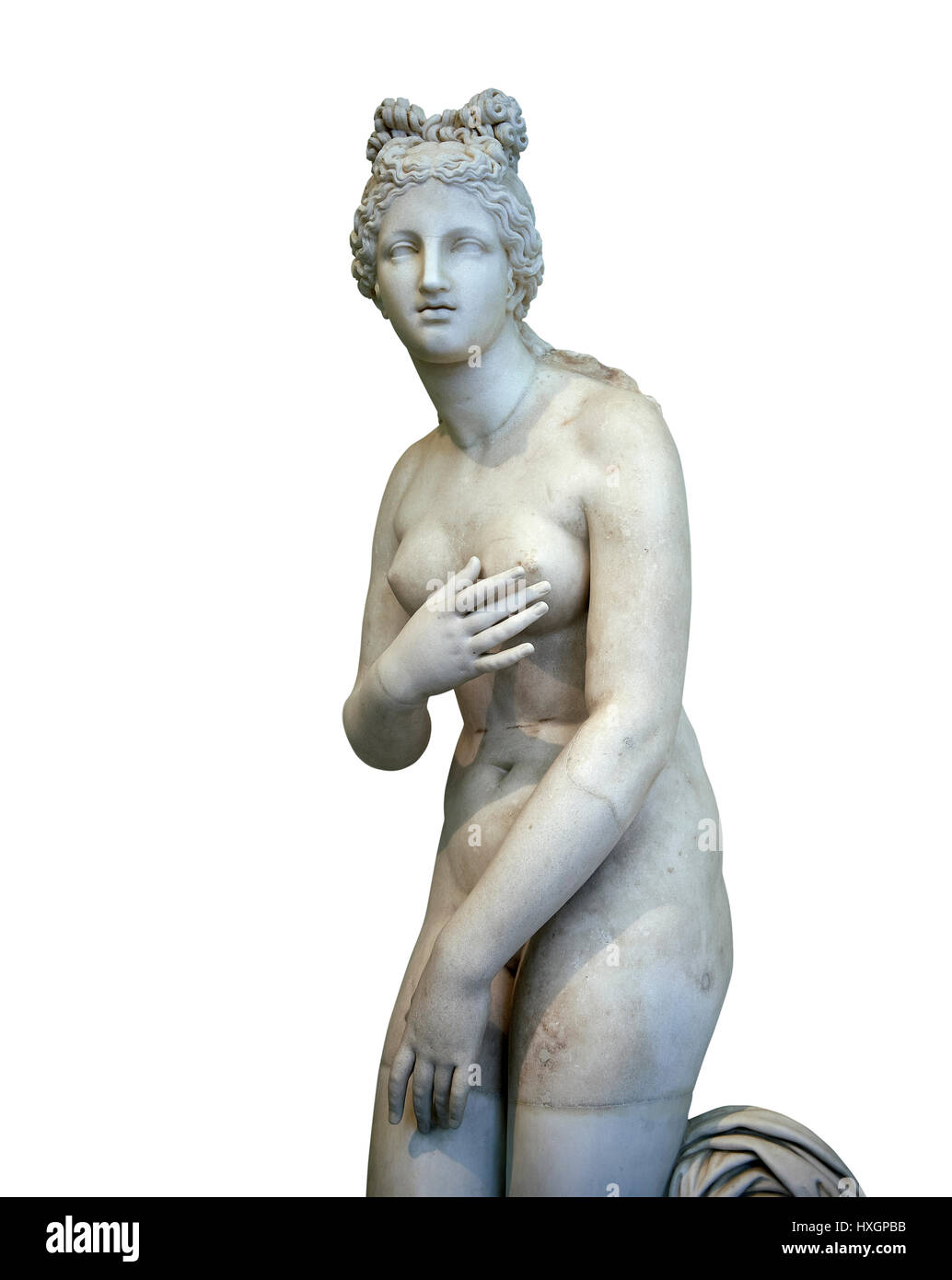 2. Jh. n. Chr. römische Marmorskulptur Aphrodite (Venus), "Dresden Kapitolinischen" Typ Inv 6296, National Museum of Archaeology, Neapel, weiß Stockfoto