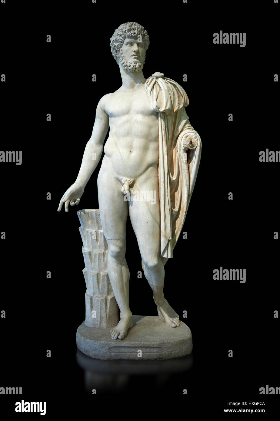 Römische Staue des Lucius Verus mit dem idealisierten Körper von Diomedes, AD 160-170, Inv 6095, Archäologisches Nationalmuseum Neapel schwarzen Hintergrund Stockfoto