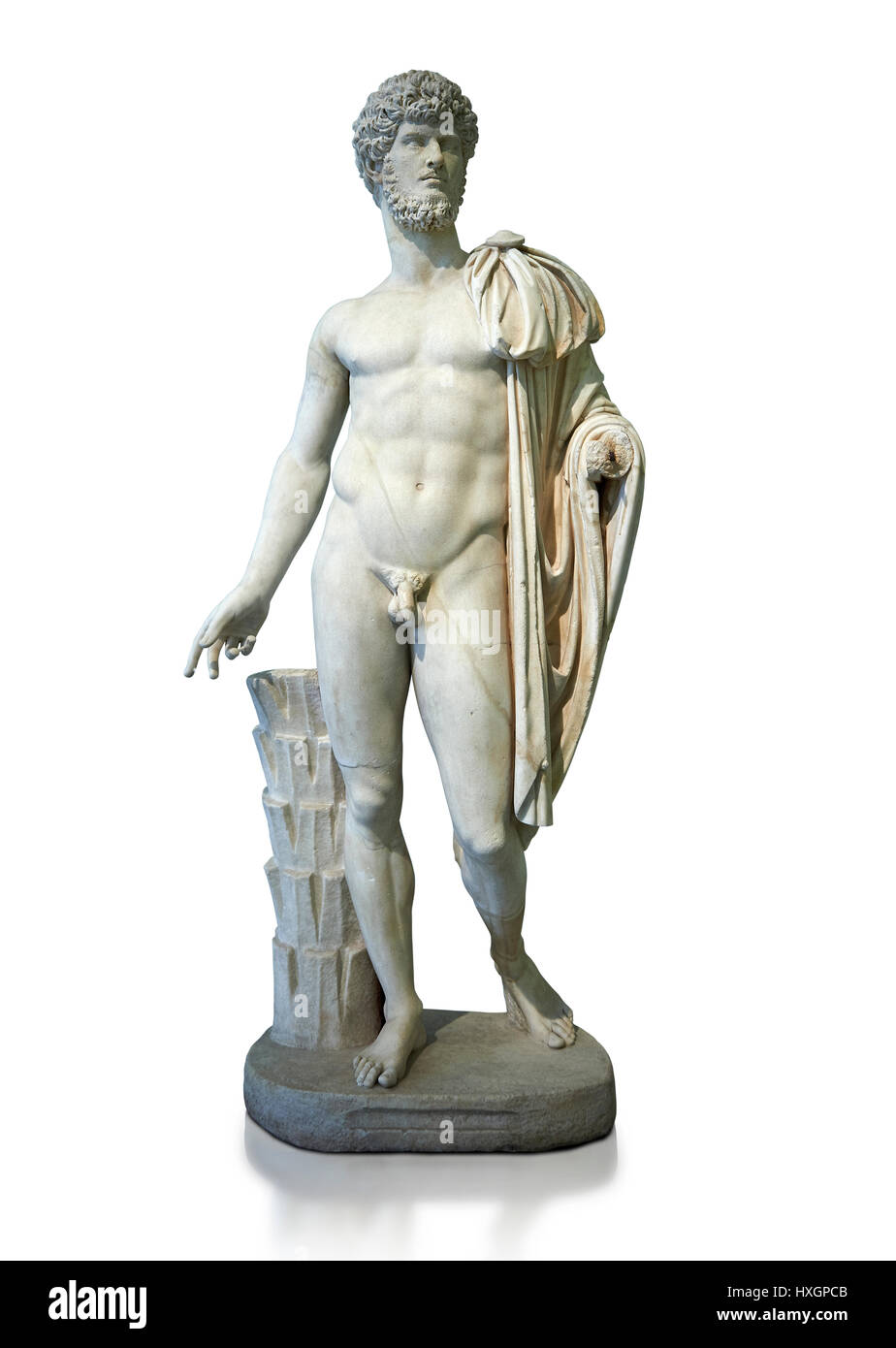Römische Staue des Lucius Verus mit dem idealisierten Körper von Diomedes, AD 160-170, Inv 6095, Archäologisches Nationalmuseum Neapel, weißer Hintergrund Stockfoto