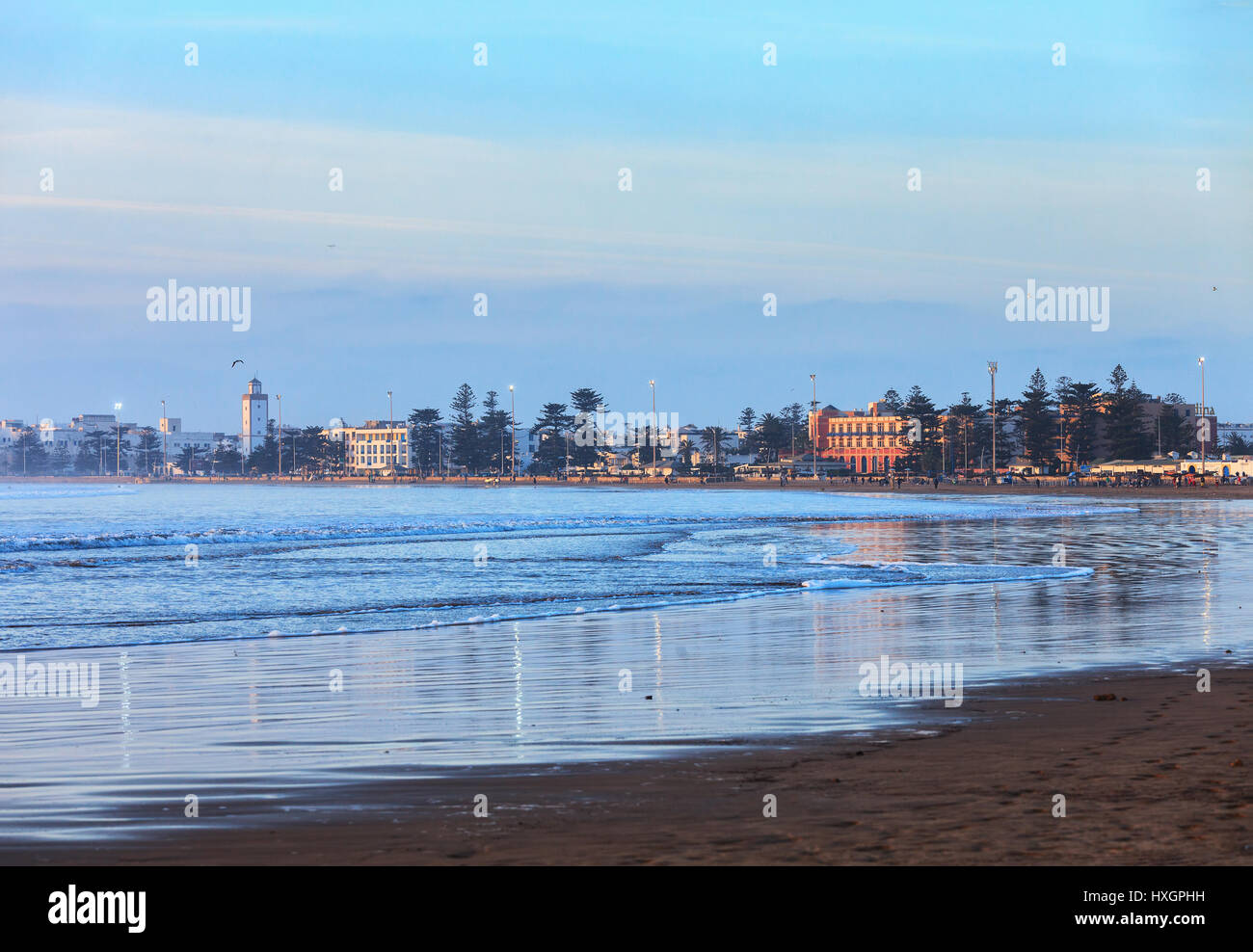 Von Essaouira in Marokko, Blick vom Strand. Stockfoto