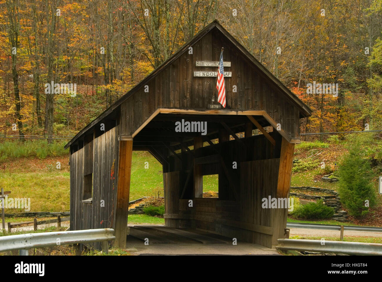 Lincoln Lücke gedeckte Brücke, Warren, Vermont Stockfoto