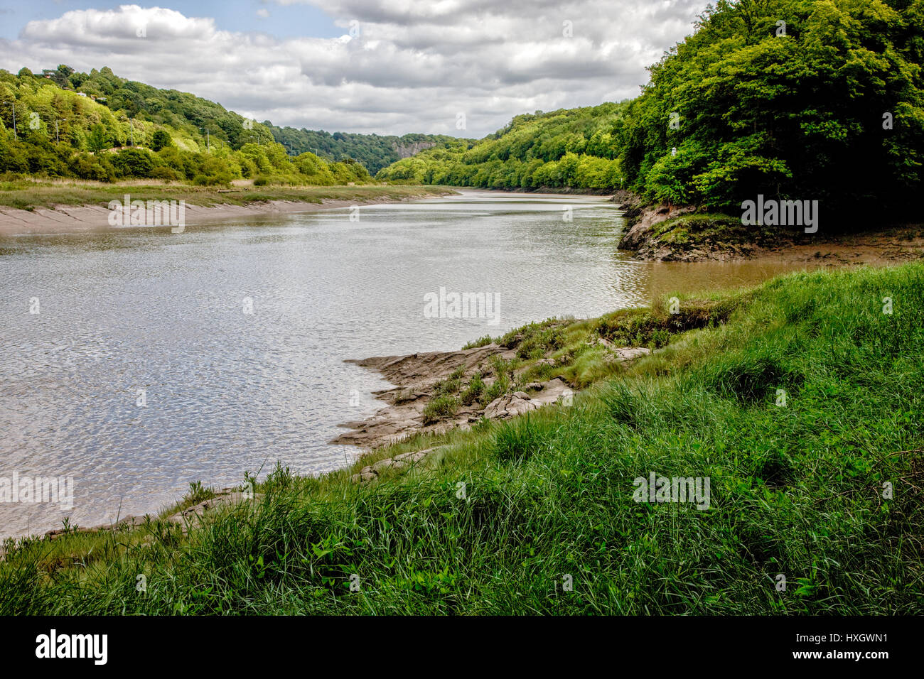 Der Fluss Avon und der Eingang in die Avon-Schlucht in der Nähe von Sea Mills von Paradies unten an den hohen Gezeiten - Bristol UK Stockfoto