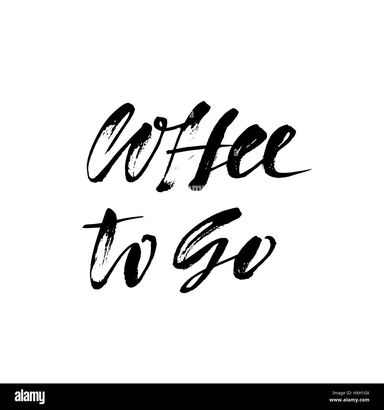 Kaffee zu gehen-Schriftzug. Handgeschriebene Kalligraphie Design. Café-Plakat, Print, Vorlage mitnehmen. Vektor-Illustration. Stock Vektor