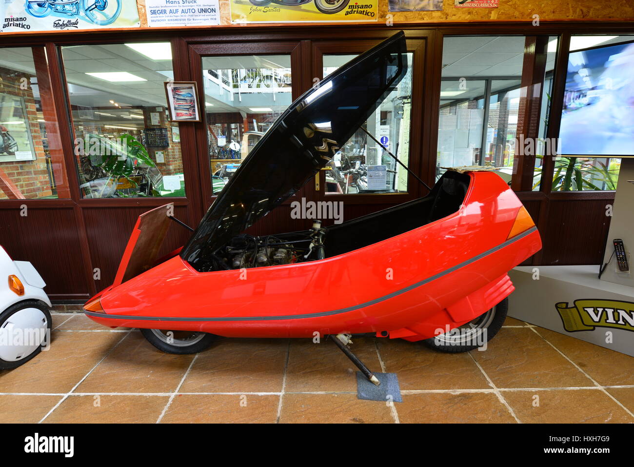 Ein Oldtimer Motorrad in einem Museum im Vereinigten Königreich Stockfoto