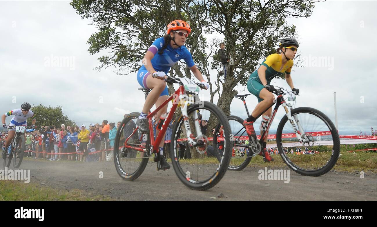 Junge Uhren Rennen aus, Radfahren Herren MOUNTAIN BIKE CATKIN BRAES GLASGOW Schottland 29. Juli 2014 Stockfoto