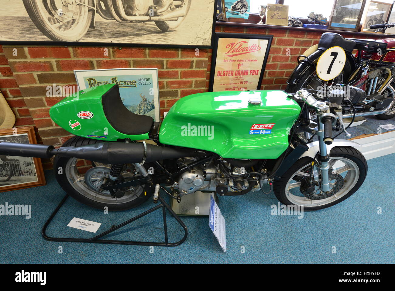 Ein Oldtimer Motorrad in einem Museum im Vereinigten Königreich Stockfoto