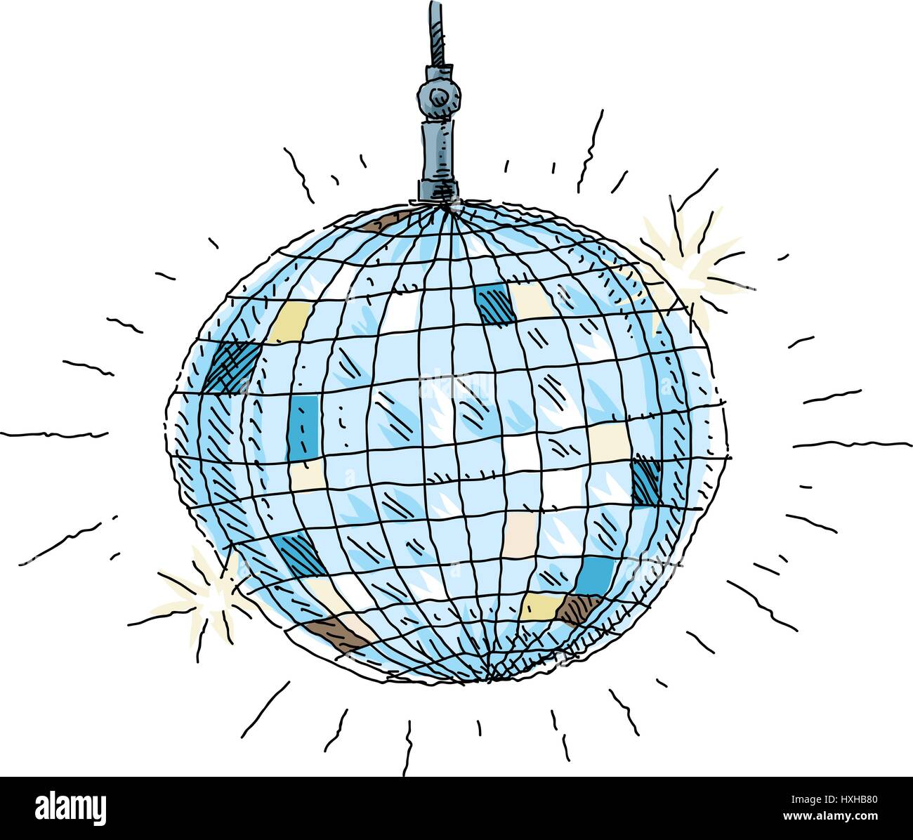 Eine Karikatur eines glänzenden, helle disco Mirror Ball. Stock Vektor