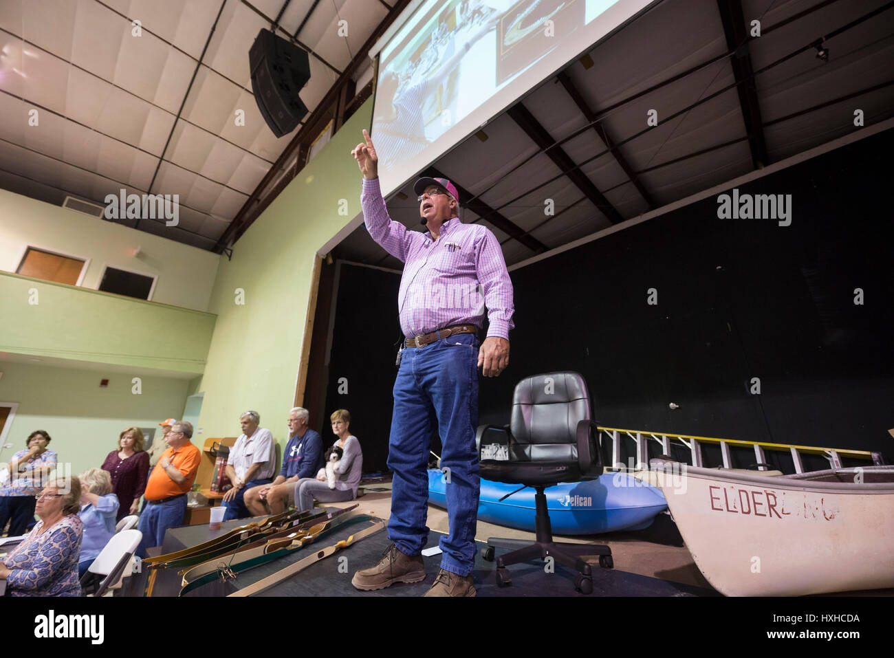 Auktion bei First Baptist Church, High Springs, Florida. Stockfoto