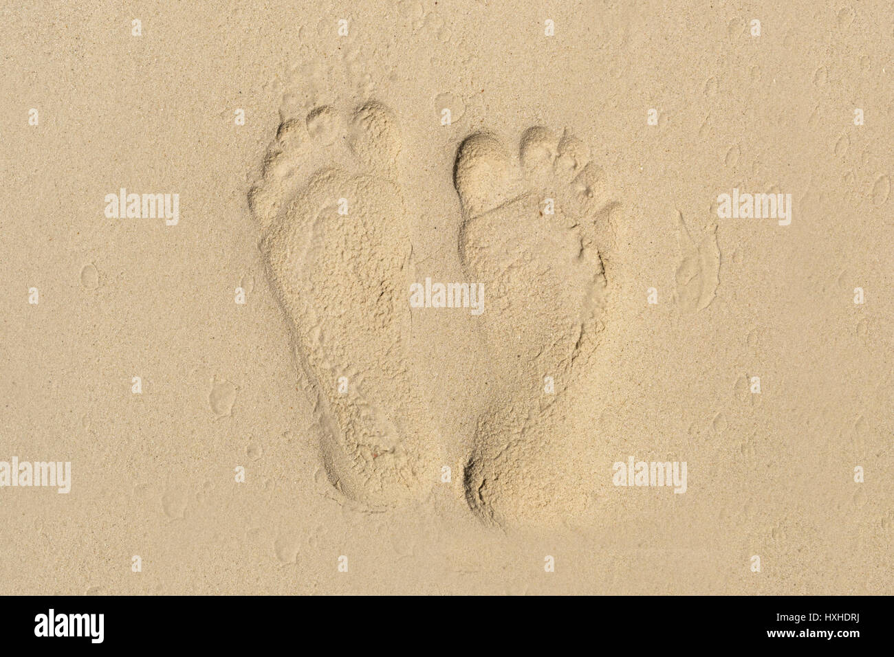 Fußdruck auf Sand in Dschibuti Moussa Maskali Strand Stockfoto