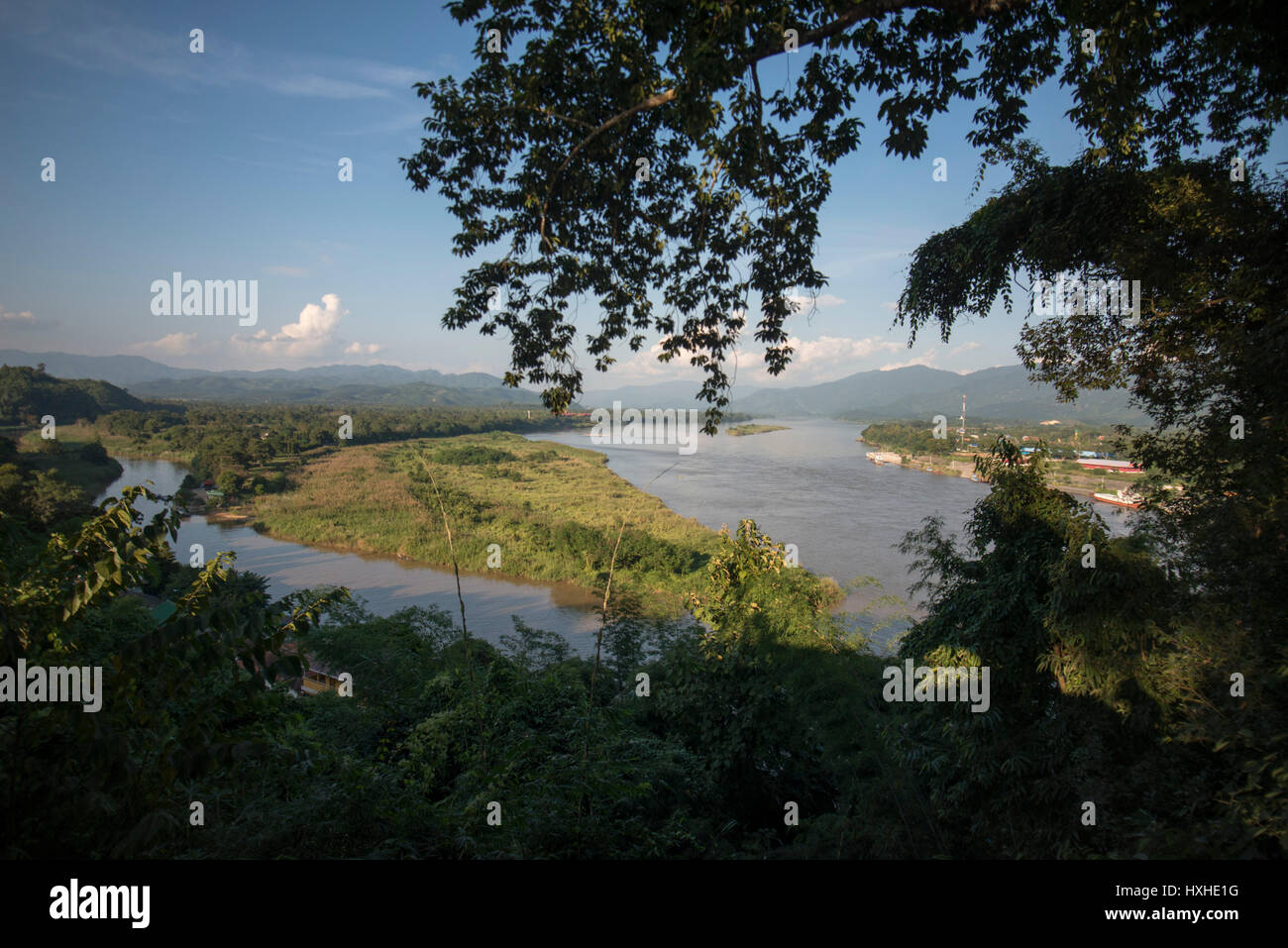 das goldene Dreieck von Thailand, Myanmar und Laos in der Stadt von Sop Ruak am Mekong im Goldenen Dreieck im Norden der Stadt Chiang Stockfoto