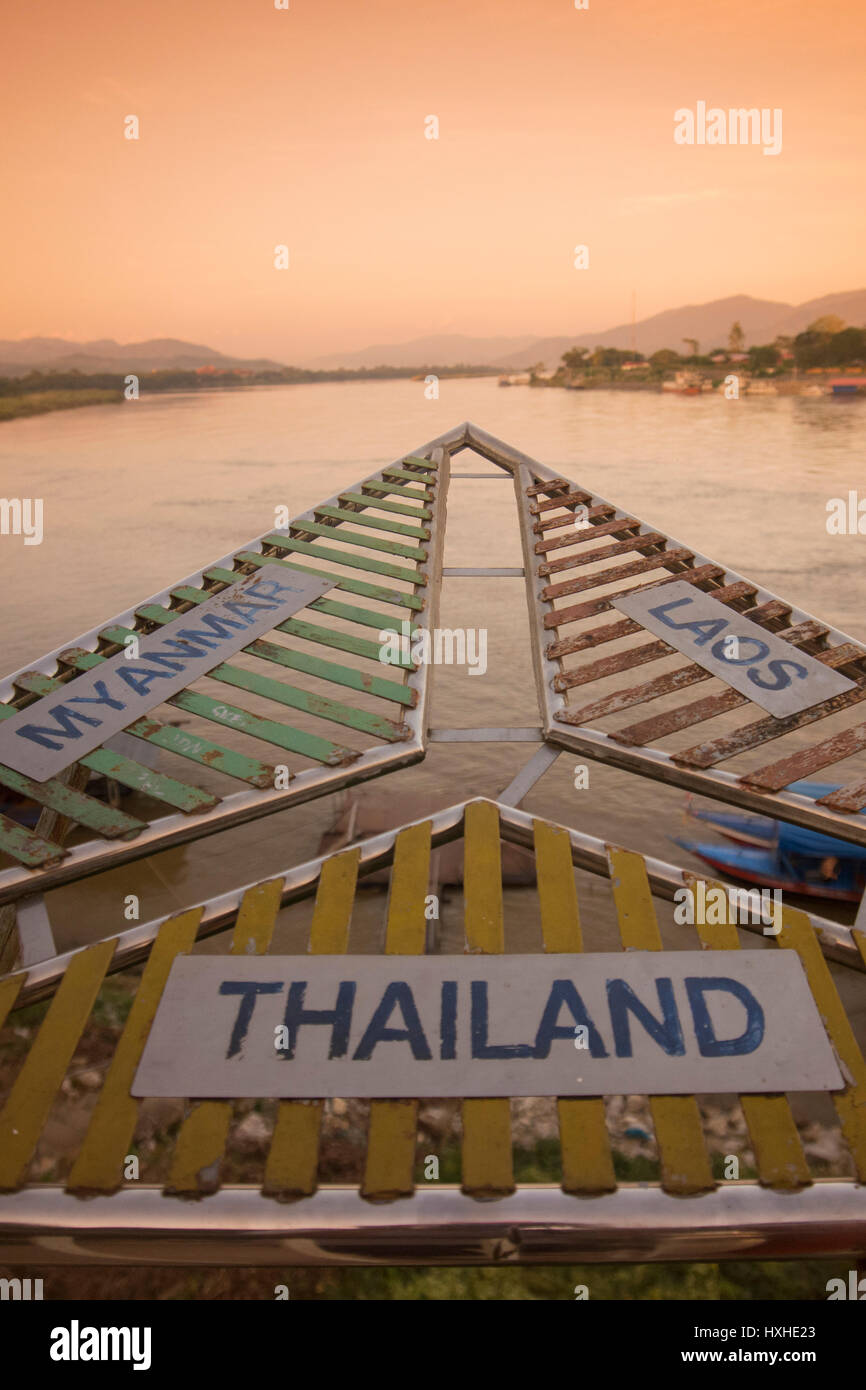 das goldene Dreieck von Thailand, Myanmar und Laos in der Stadt von Sop Ruak am Mekong im Goldenen Dreieck im Norden der Stadt Chiang Stockfoto