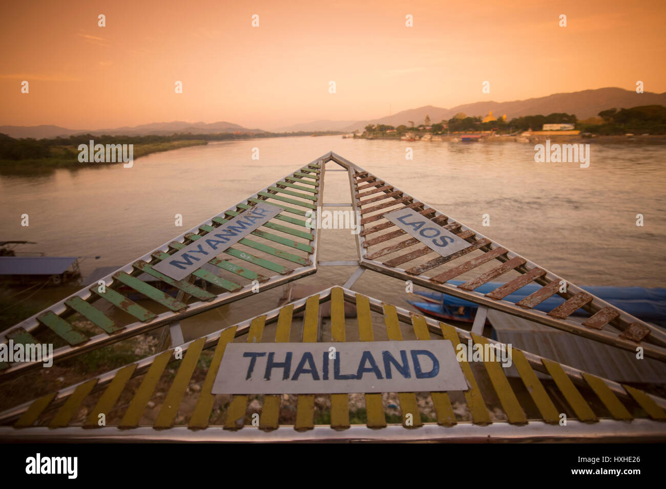 das goldene Dreieck von Thailand, Myanmar und Laos in der Stadt von Sop Ruak am Mekong im Goldenen Dreieck im Norden der Stadt Chiang Stockfoto