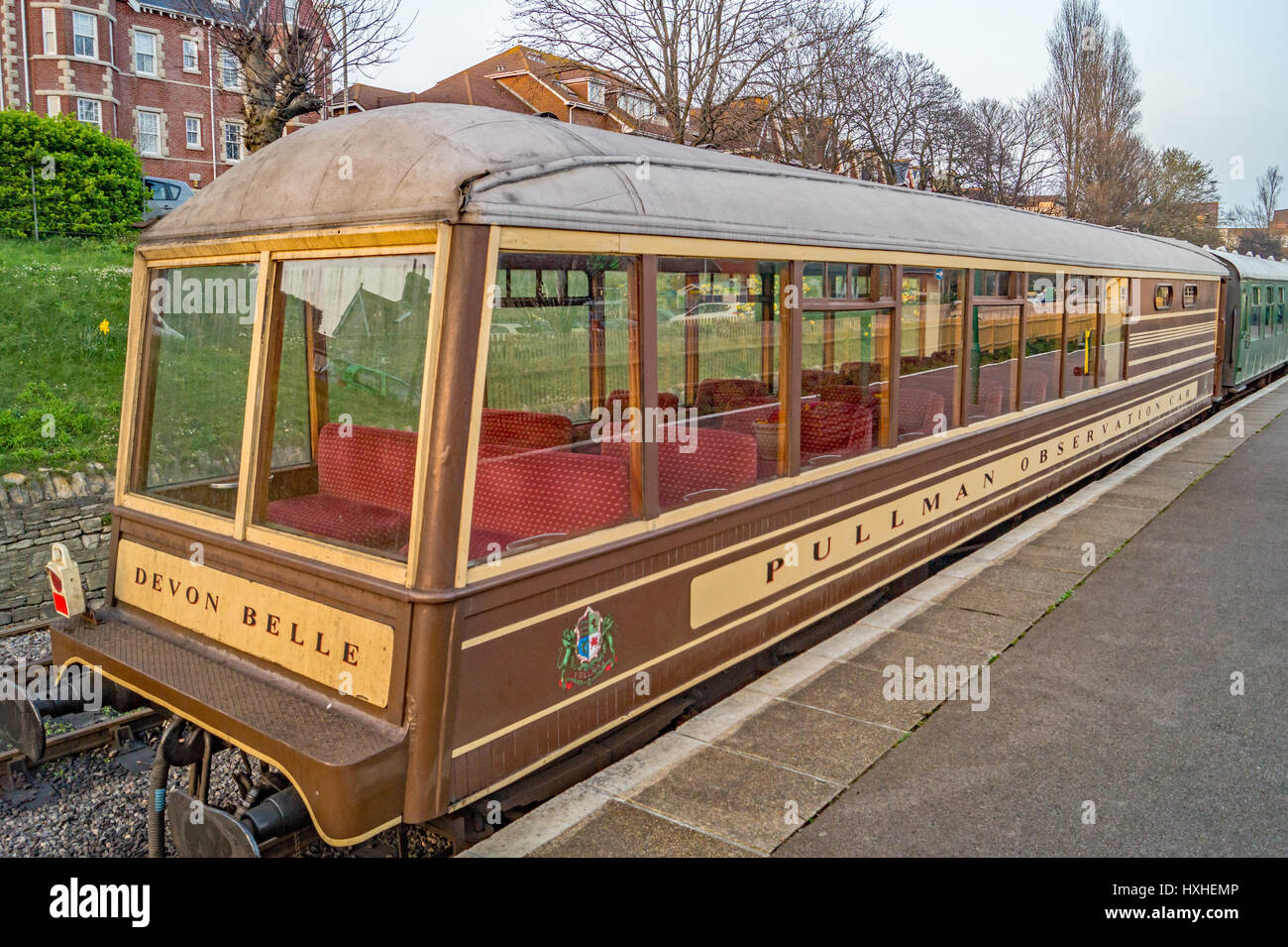 Vintage Schlitten in Swanage, Dorset station Stockfoto