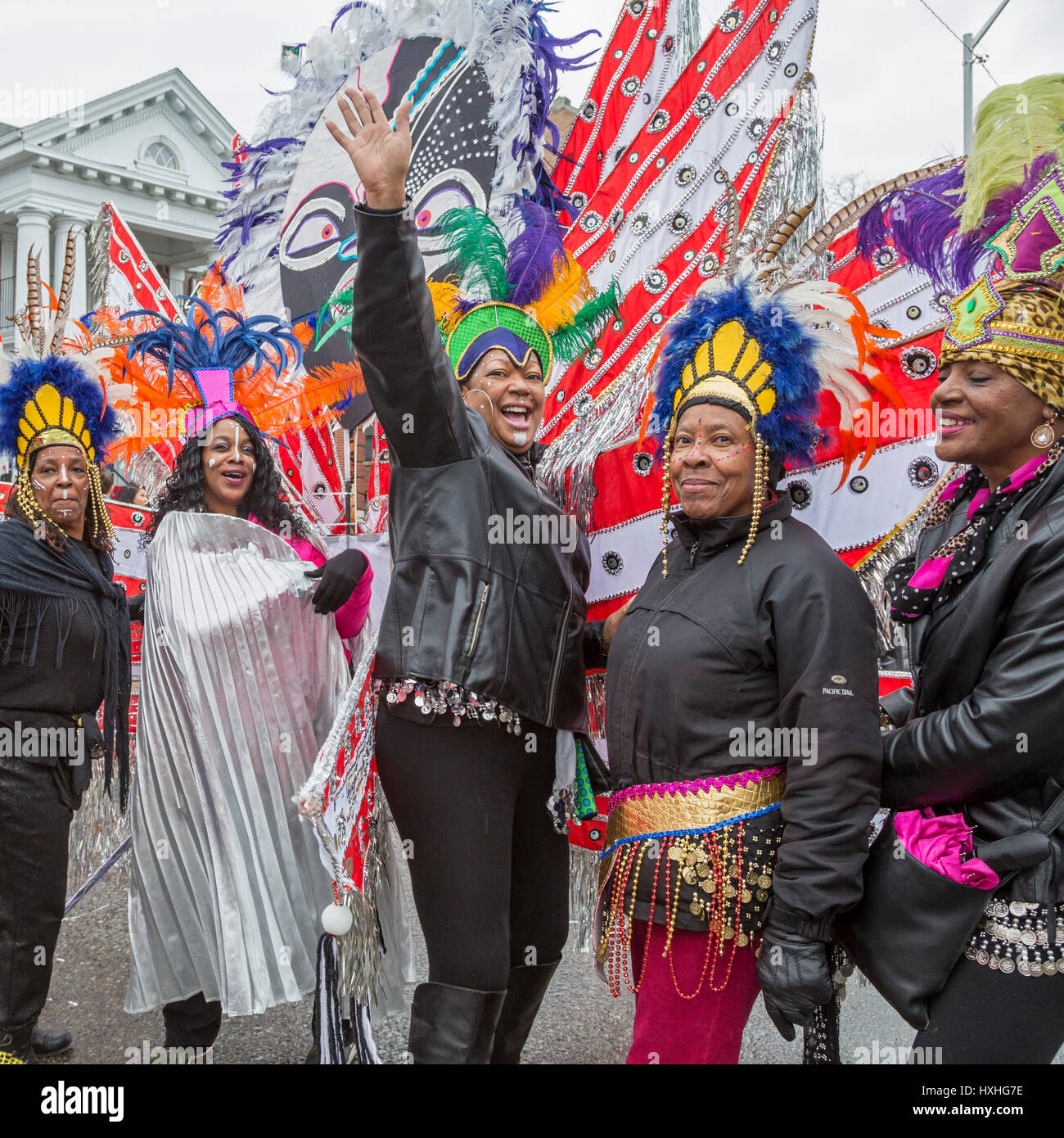 Detroit, Michigan - The Marche du Nain Rouge feiert die Ankunft des Frühlings und der Nain Rouge (roter Zwerg) aus der Stadt verbannt. Legende aus dem Stockfoto