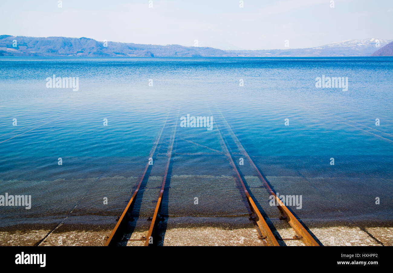 Werft die Toya See Hokaido Japan Stockfoto