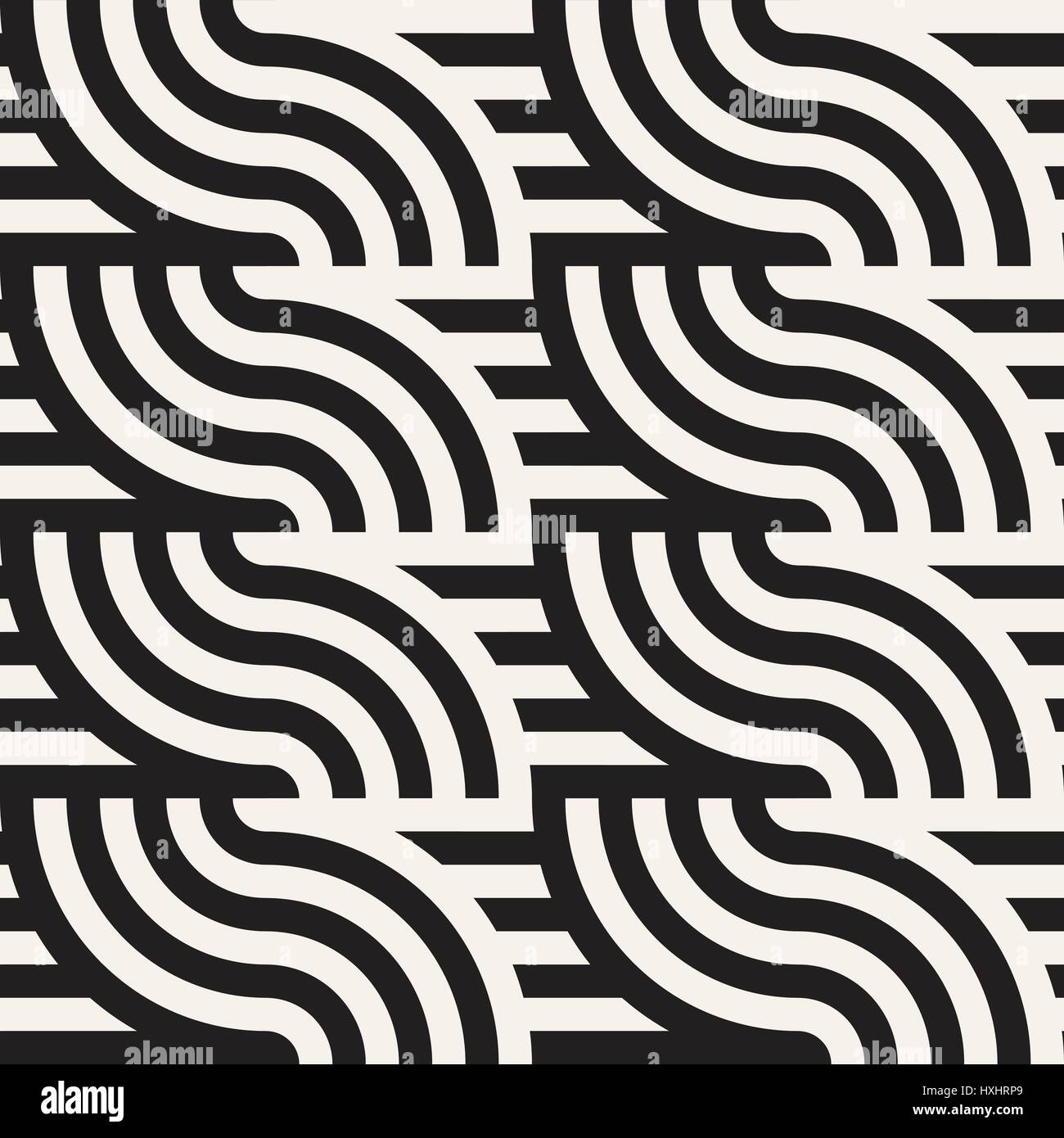 Nahtlose monochrome geometrische Muster. Abstrakten geometrischen Hintergrund. Stilvolle Vektor abgerundete Linien drucken Stock Vektor