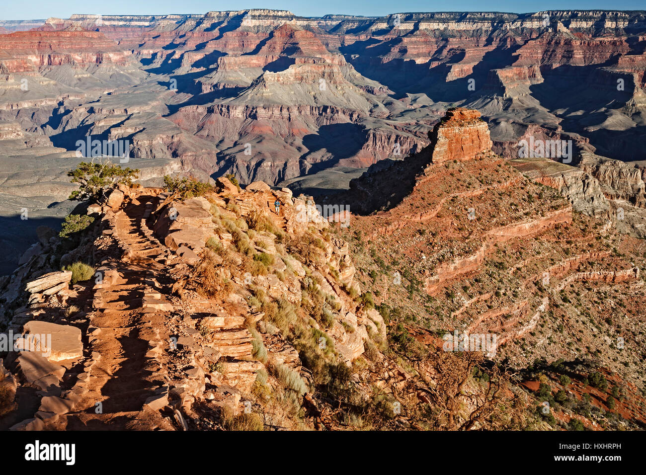 Wanderer, absteigend South Kaibab Trail, Grand Canyon National Park, Arizona USA Stockfoto