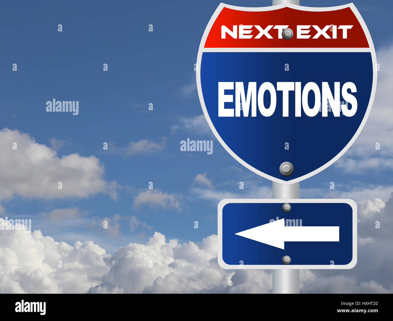 Emotionen-Straßenschild Stockfoto