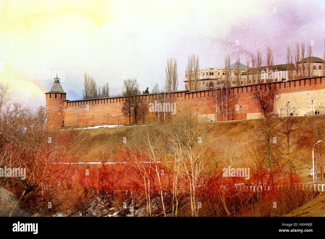 Eine schöne Kreml auf dem Hügel in Nischni Nowgorod Stockfoto
