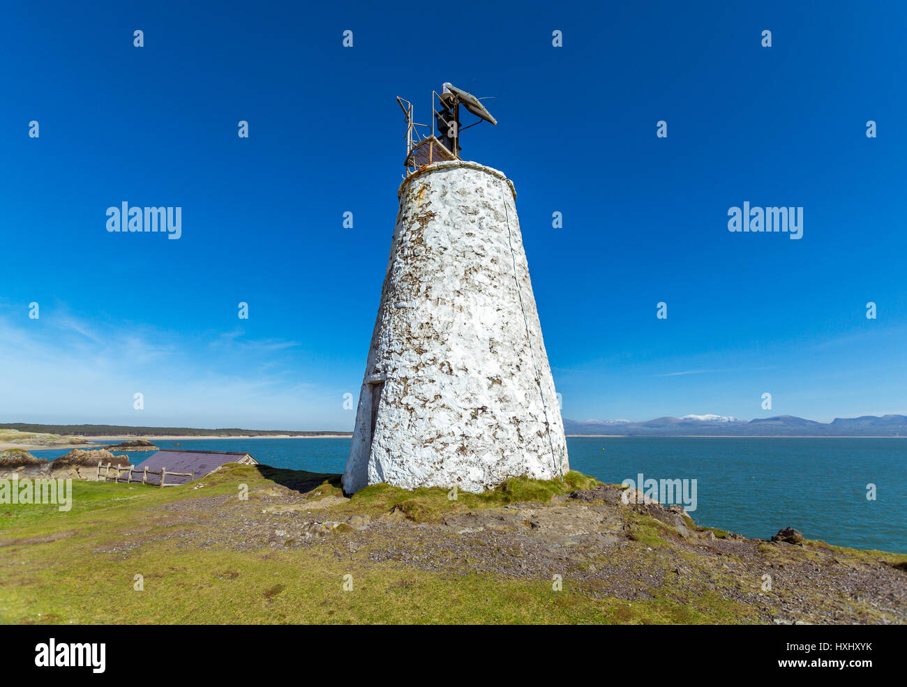 TWR Bach Leuchtturm auf Llanddwyn Island, Anglesey Stockfoto