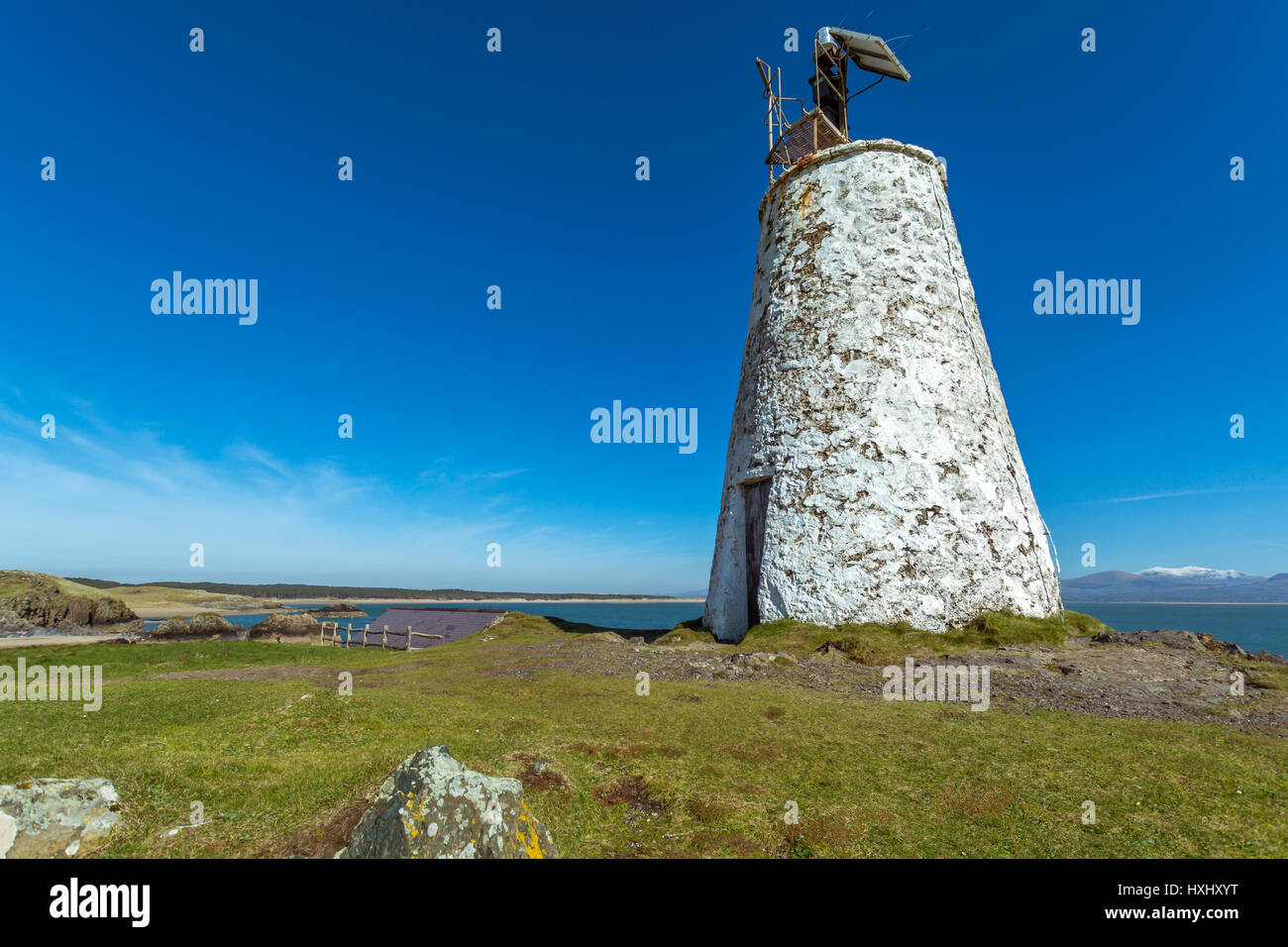 TWR Bach Leuchtturm auf Llanddwyn Island, Anglesey Stockfoto