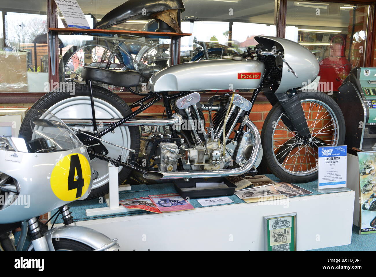Ein Oldtimer Motorrad in einem Museum im Vereinigten Königreich Stockfoto