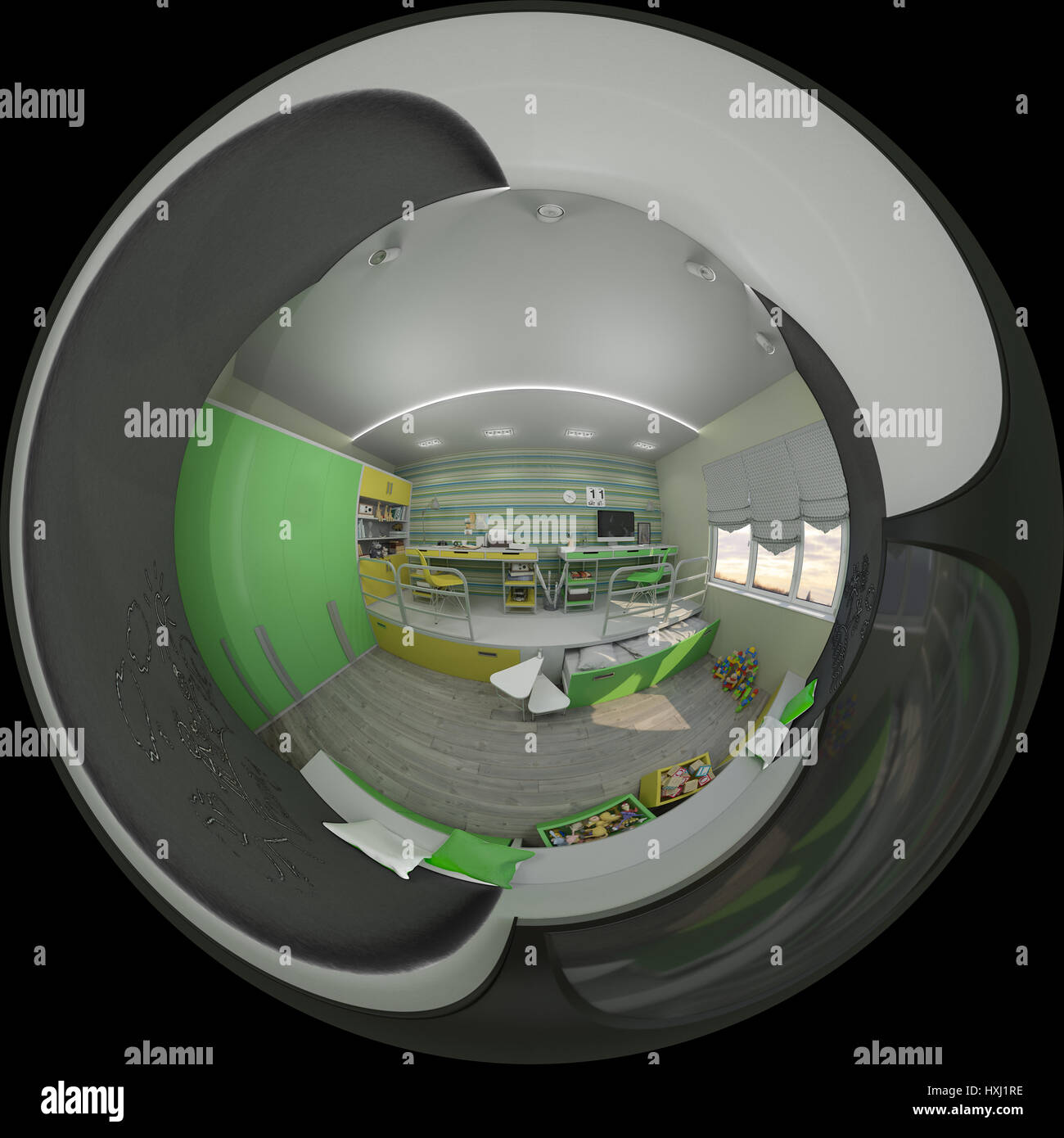 3D Abbildung Innengestaltung des Kinderzimmer Stockfoto