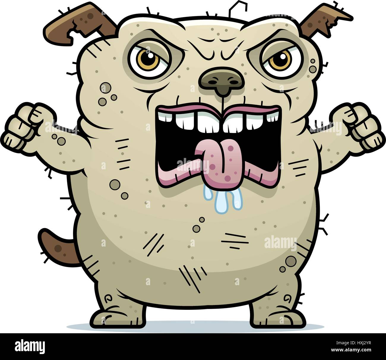 Eine Karikatur Illustration Eines Hasslichen Hund Suchen Sie Wutend Stock Vektorgrafik Alamy