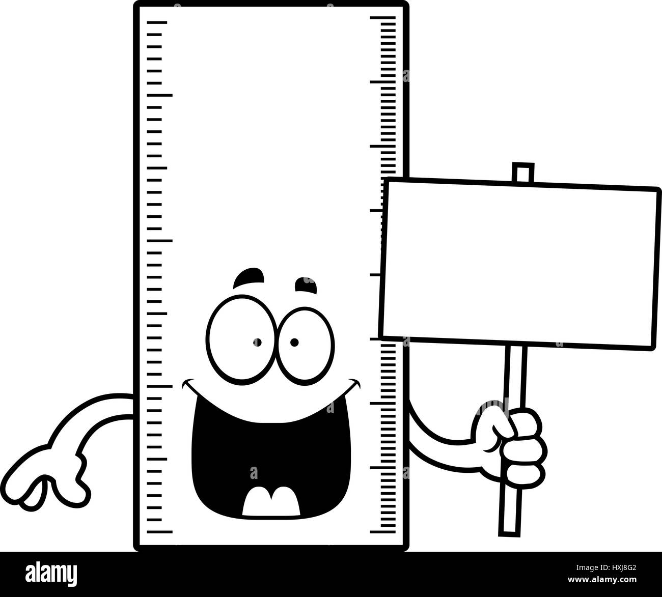 Eine Karikatur Illustration eines Herrschers mit einem Schild. Stock Vektor