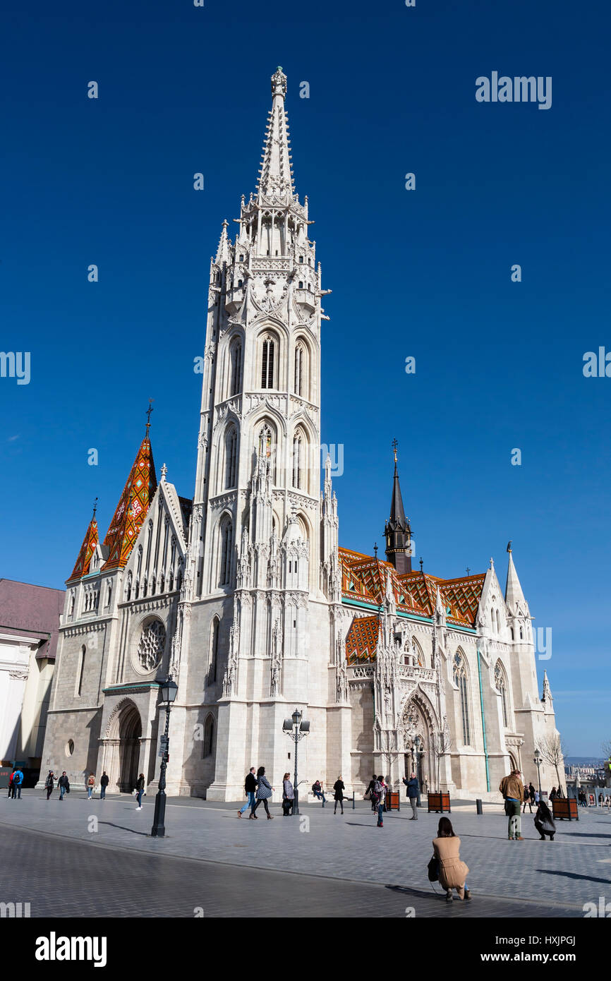 Matyas Kirche, Szentháromság Tér, Várhegy, Budapest, Ungarn Stockfoto