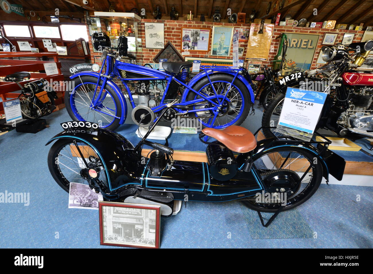 Ein Oldtimer Motorrad in einem Museum im Vereinigten Königreich Stockfoto