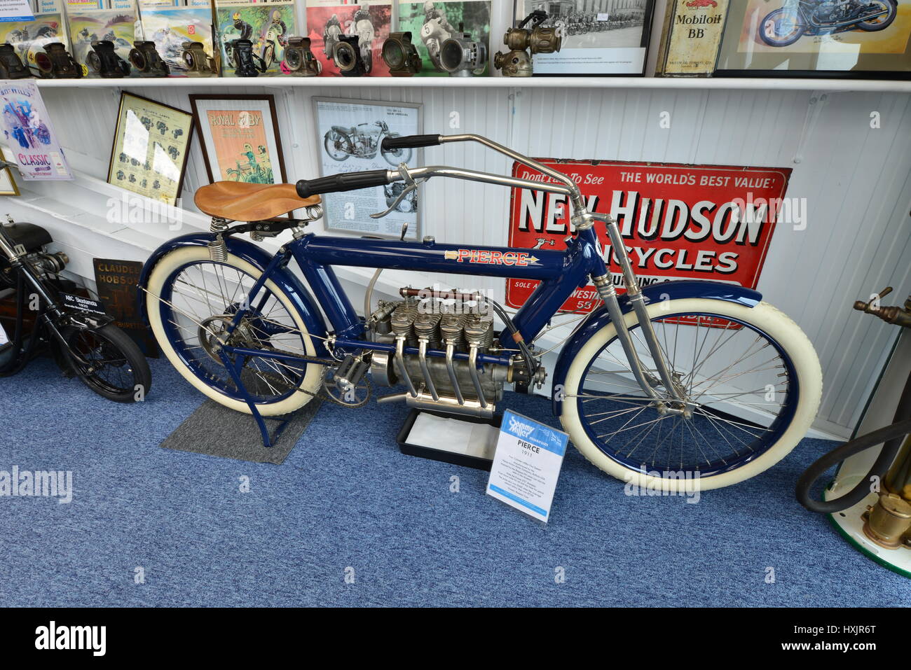 Ein Oldtimer Motorrad in einem Museum im Vereinigten Königreich Stockfoto