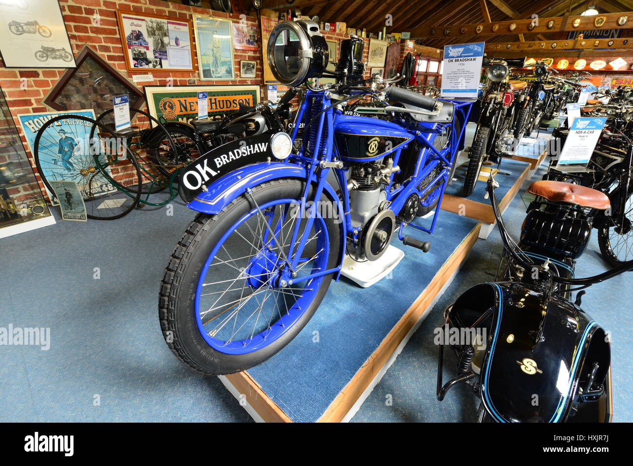 Ein Oldtimer Motorrad in einem Museum im Vereinigten Königreich Stockfoto