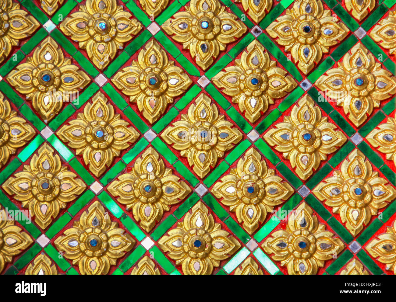 Thai Muster Innenwand des thailändischen Tempel Stockfoto
