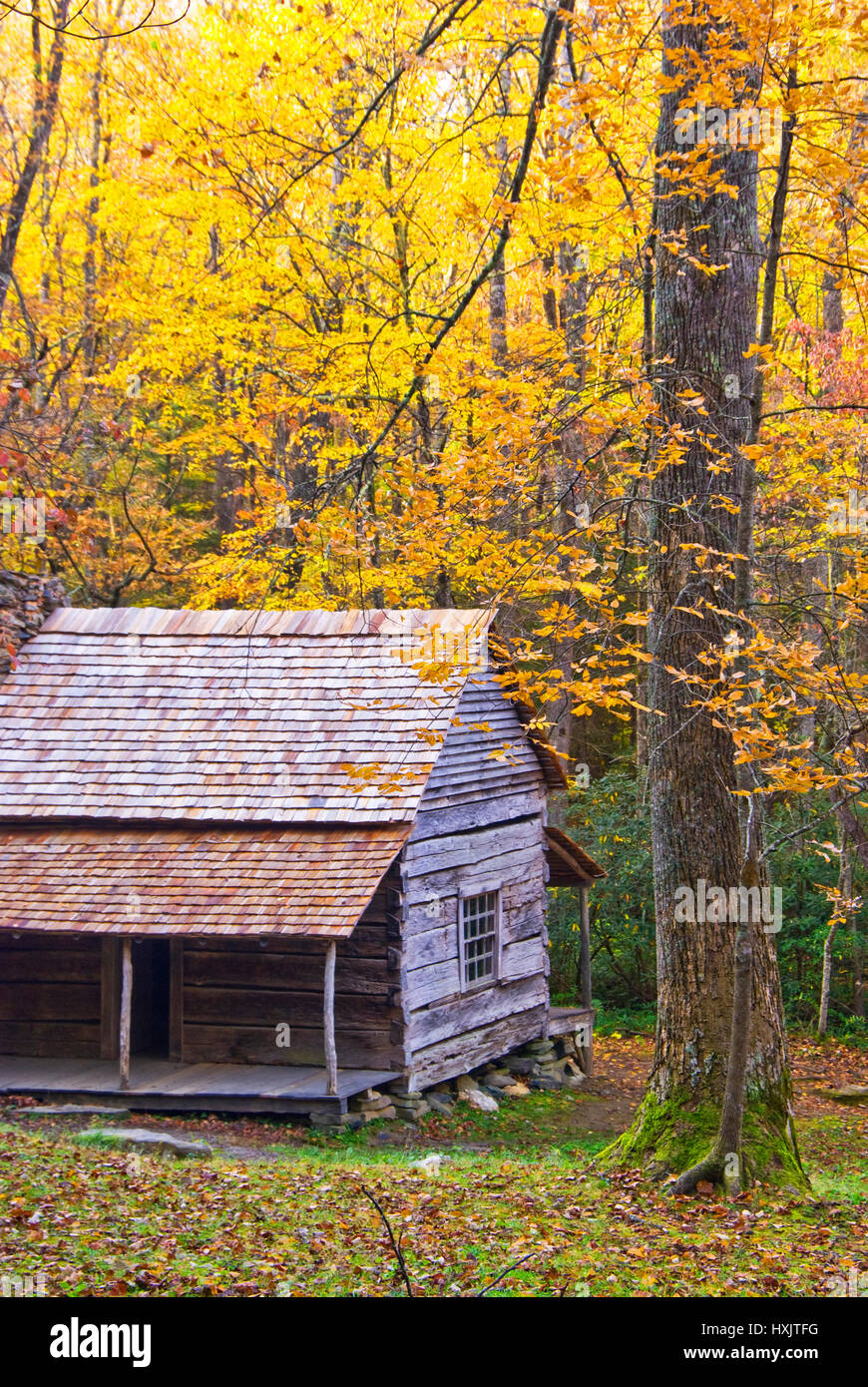 Blockhaus in Smokey Mountains in Tennessee. Stockfoto