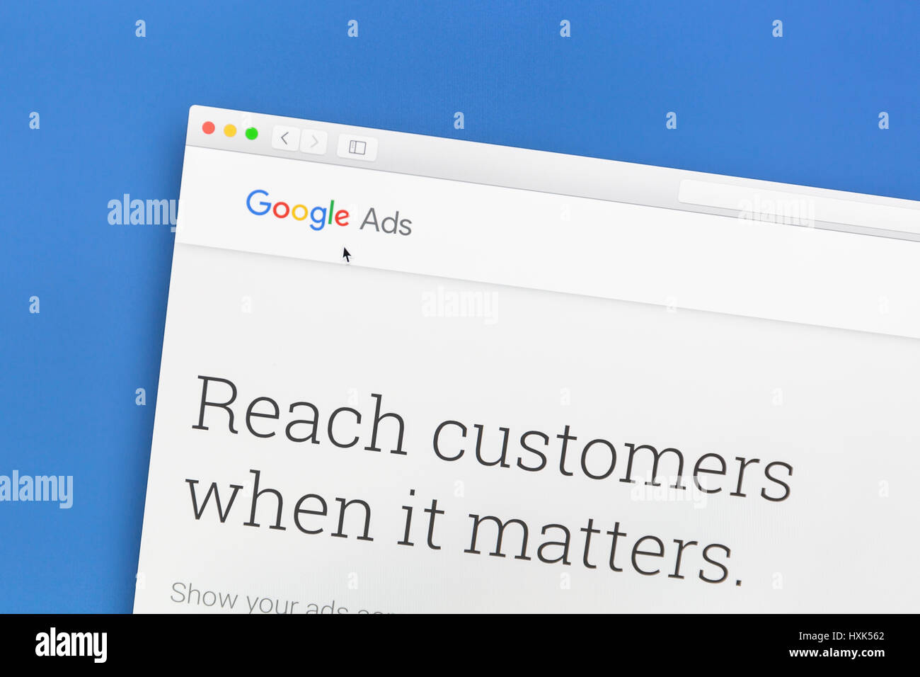 Google Ads-Website auf einem Computer-Bildschirm. Google Ads ist eine Online-Werbe-Service. Stockfoto