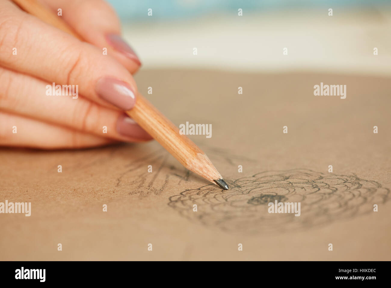 Frau zeichnen lernen Stockfoto
