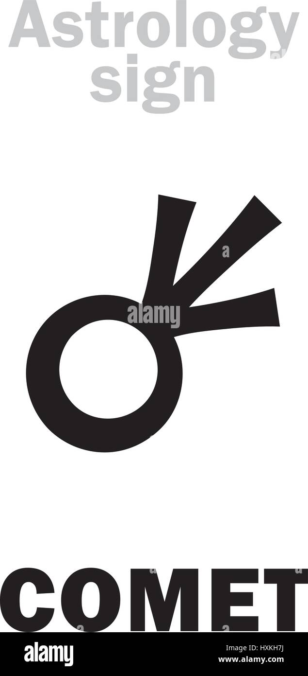 Astrologie-Alphabet: Komet, Sternschnuppe. Hieroglyphen Charakter Zeichen (einzelnes Symbol). Stock Vektor