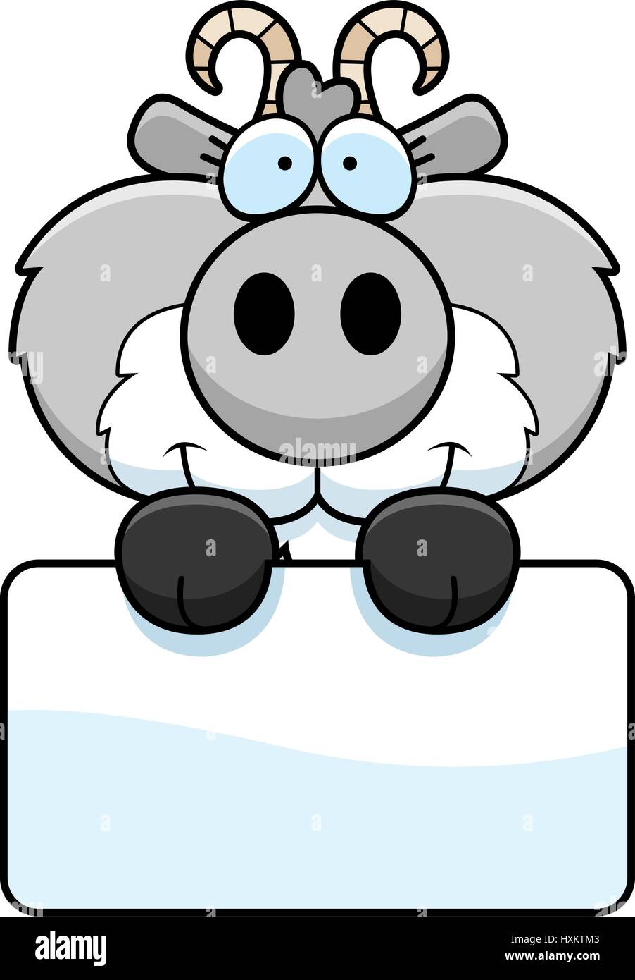 Ein Cartoon Illustration eine Ziege mit einem weißen Schild. Stock Vektor