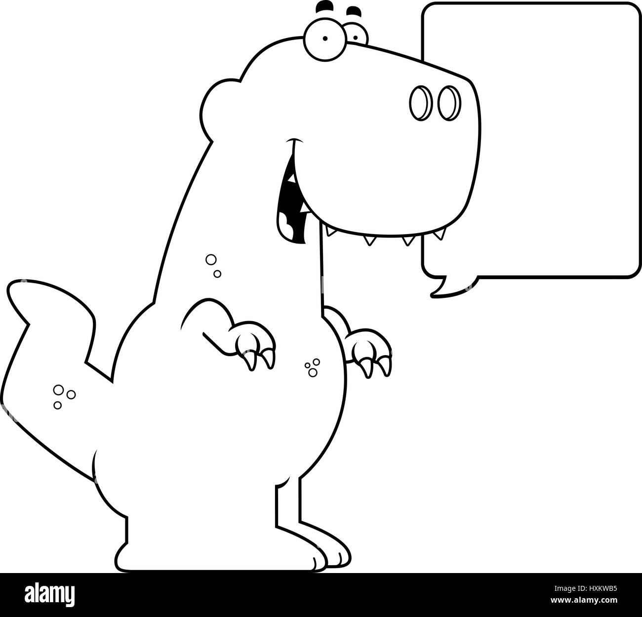 Ein Cartoon Illustration ein Tyrannosaurus Rex Dinosaurier sprechen. Stock Vektor