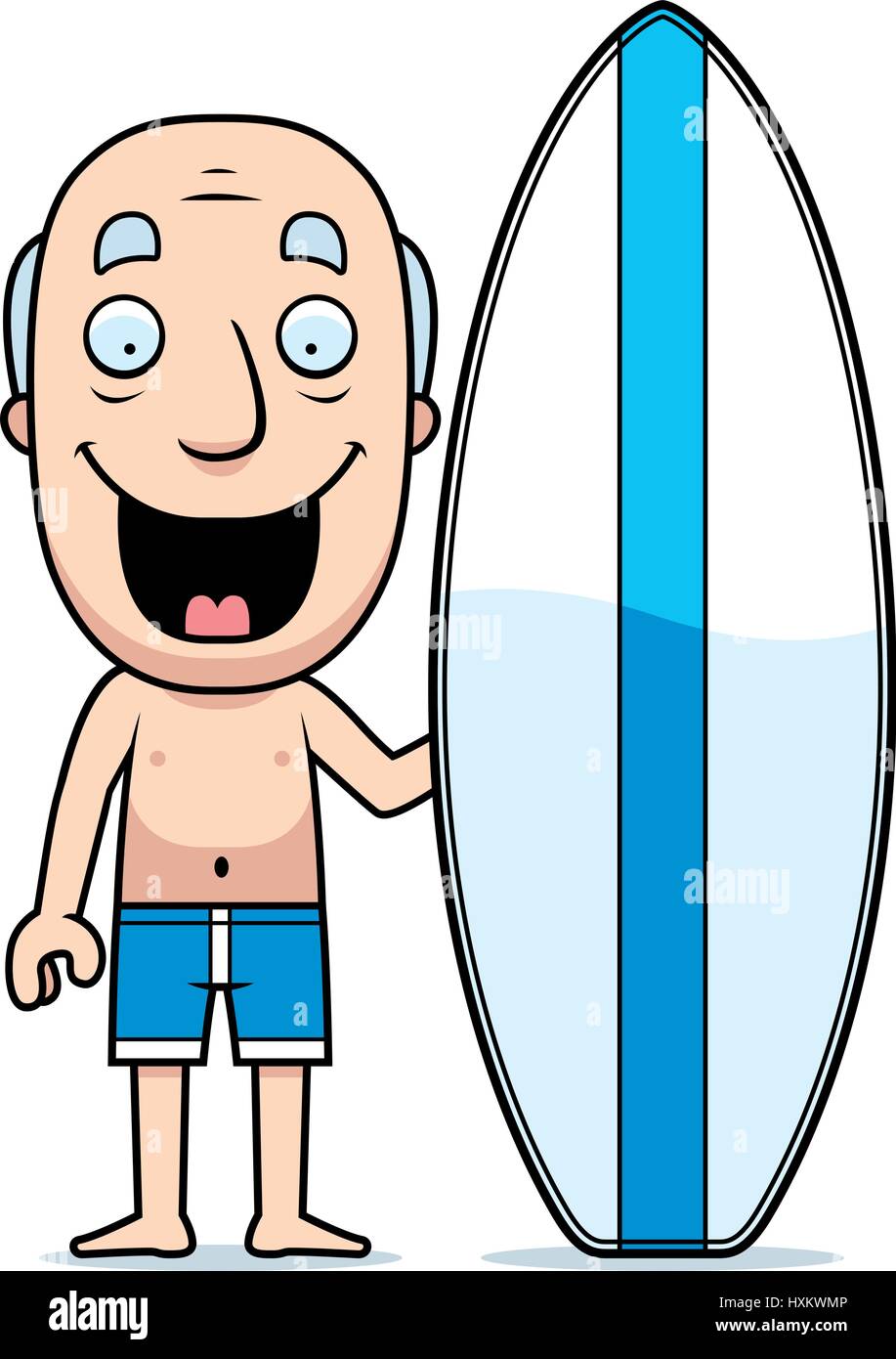 Eine Karikatur Illustration eines Mannes mit einem Surfbrett. Stock Vektor