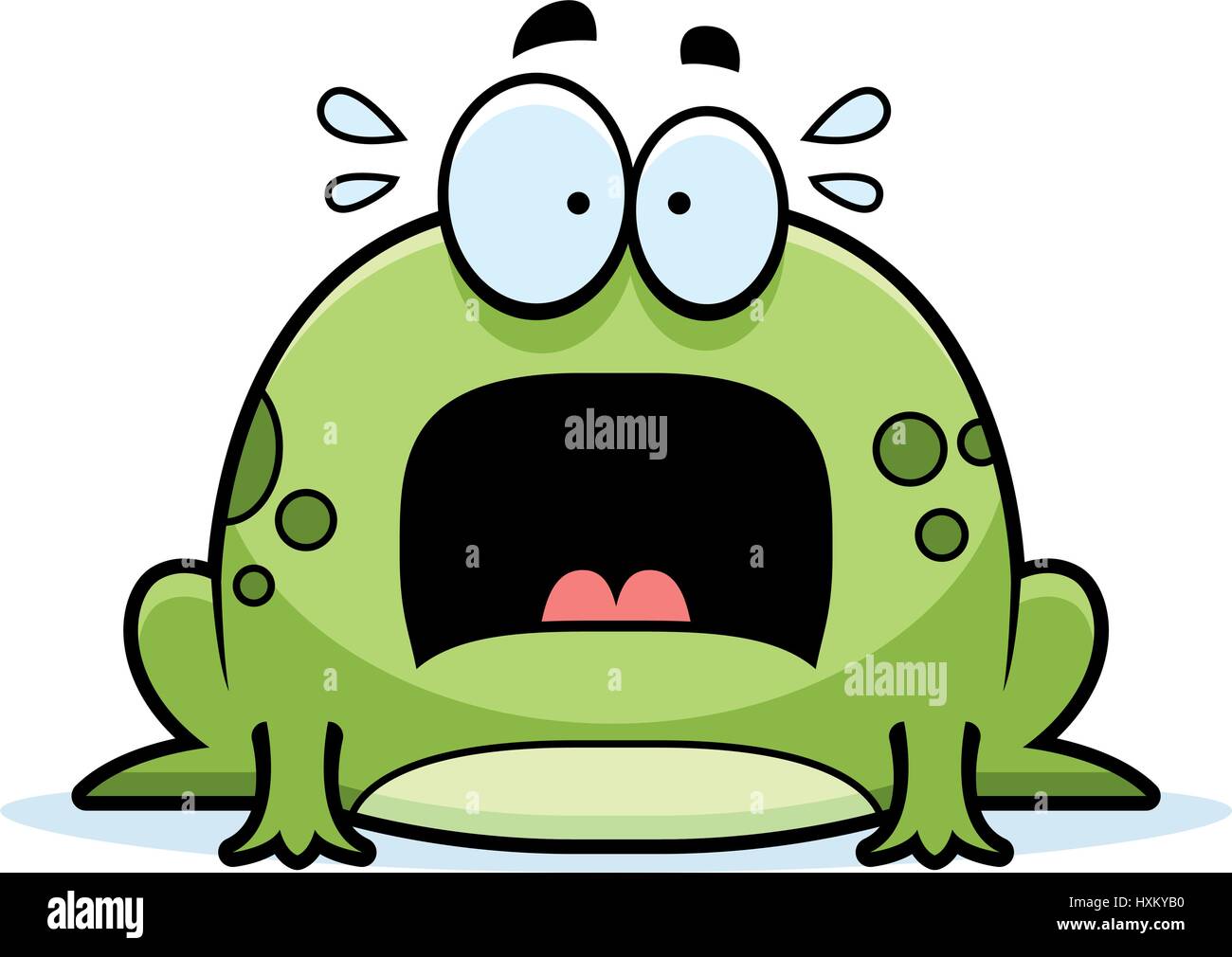 Angst, eine Cartoon-Illustration eines Frosches auf der Suche. Stock Vektor
