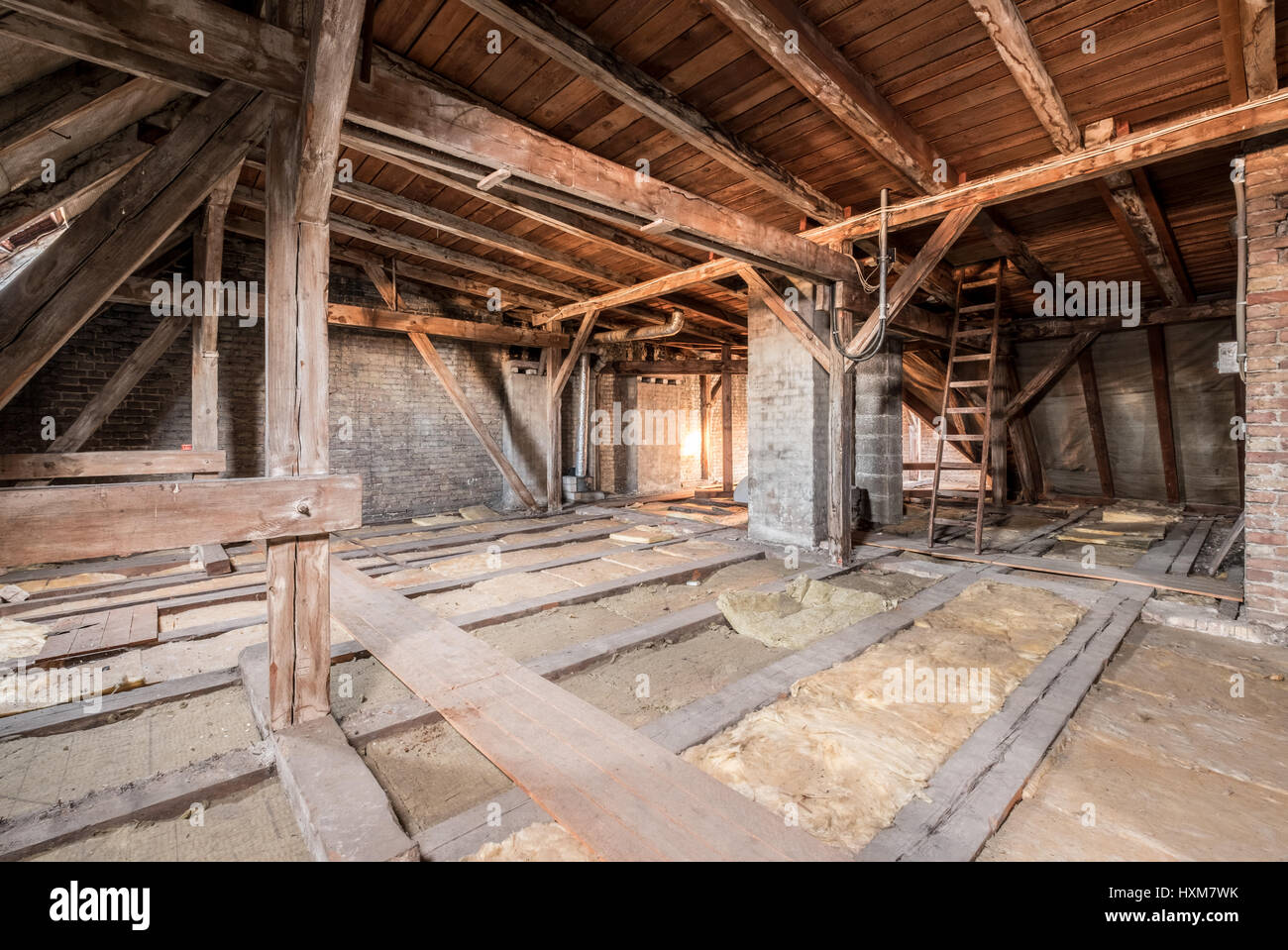 alten Garret, Dachboden Dachboden / Dach Konstruktion Stockfoto
