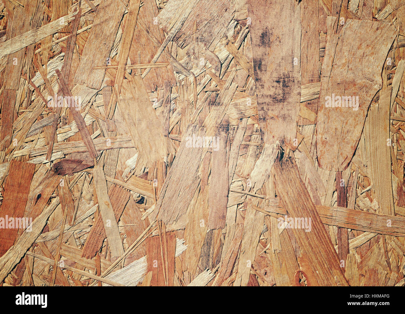 Oriented Strand Board (OSB) Hintergrund Textur. Stockfoto