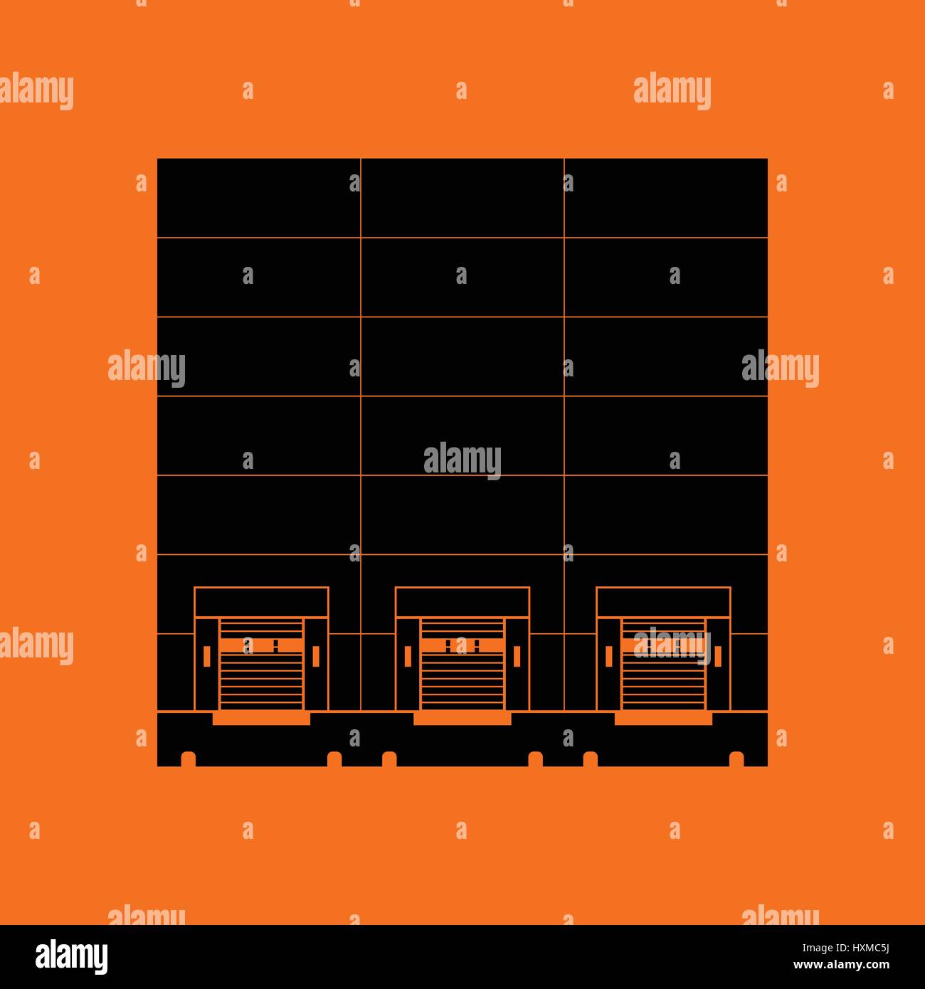 Lager-Logistikkonzept-Symbol. Orangefarbenen Hintergrund mit schwarz. Vektor-Illustration. Stock Vektor