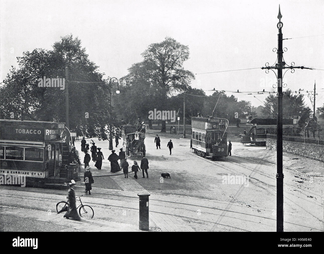 Straßenbahn-Endstation, Durdham tiefen, Bristol um 1900 Stockfoto