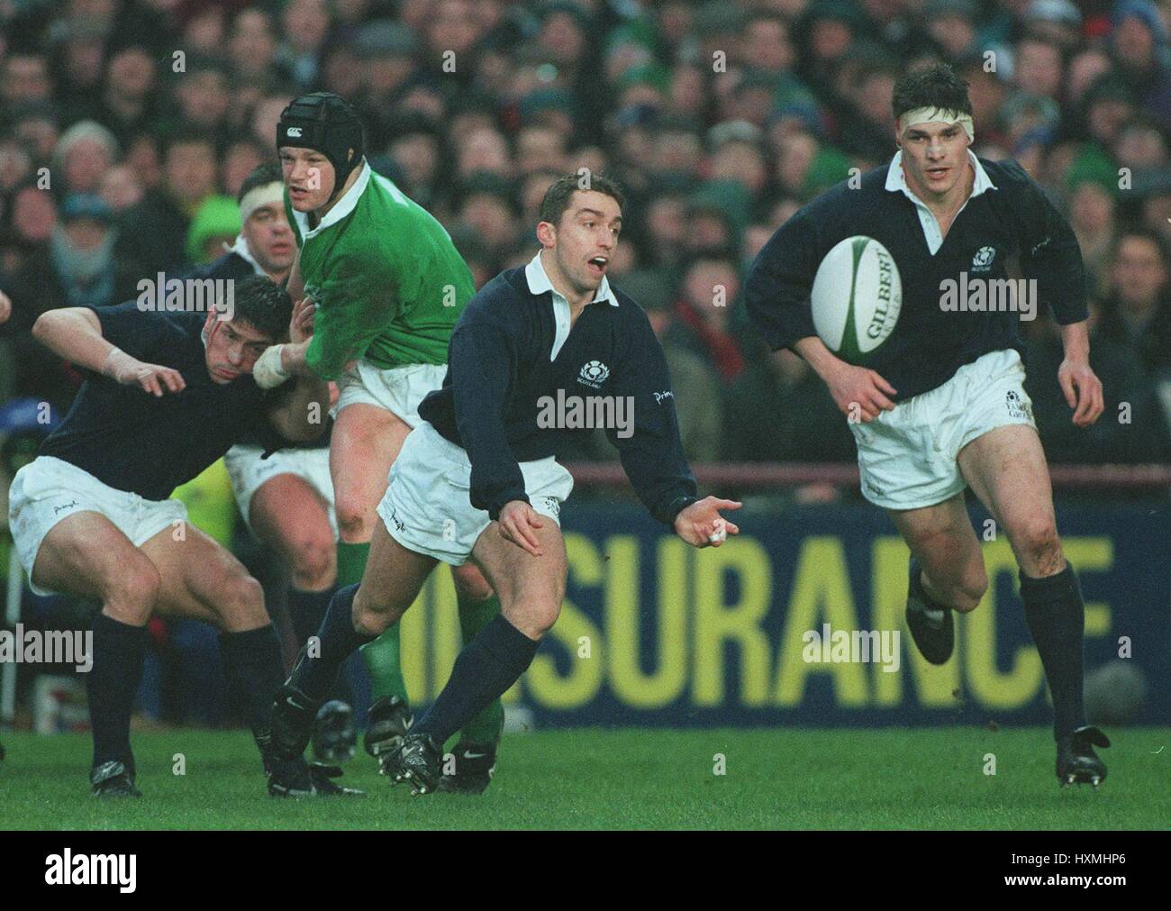 BRYAN REDPATH PAUP BURKE SMITH Irland V Schottland fünf NATION 23. Januar 1996 Stockfoto